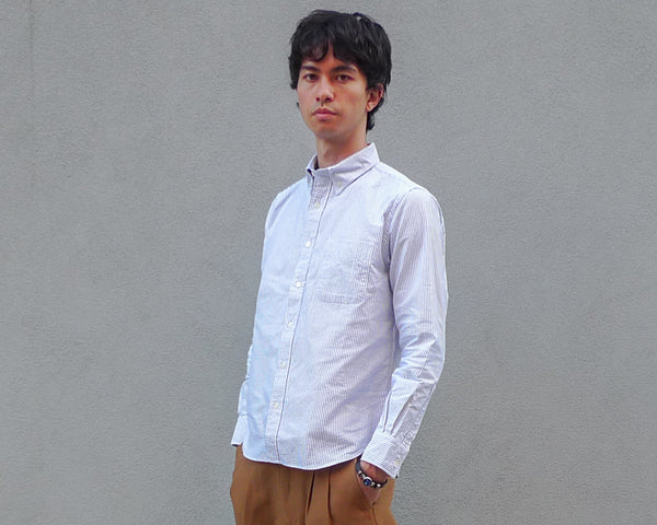 Steven Alan The Collegiate Shirt Gray/White Stripe Oxford