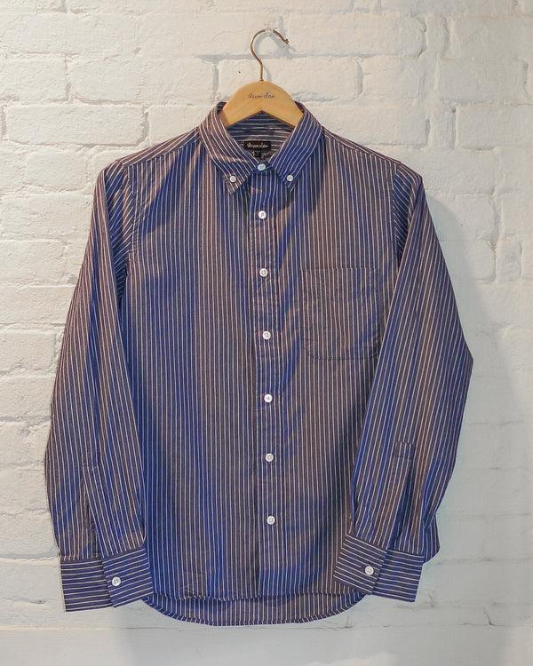 Steven Alan The Collegiate Shirt Washed Navy/White Pencil Stripe