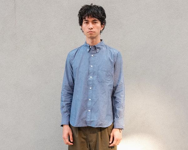 steven alan The Collegiate Shirt Washed Navy/White Pencil Stripe