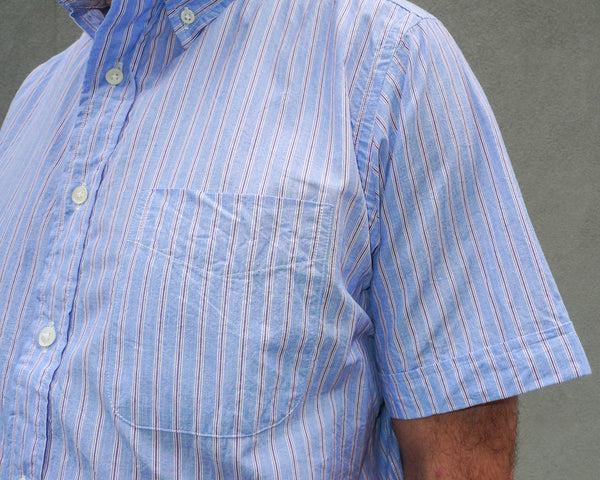 Steven Alan The Collegiate Short Sleeve Shirt Blue/Navy/White Stripe