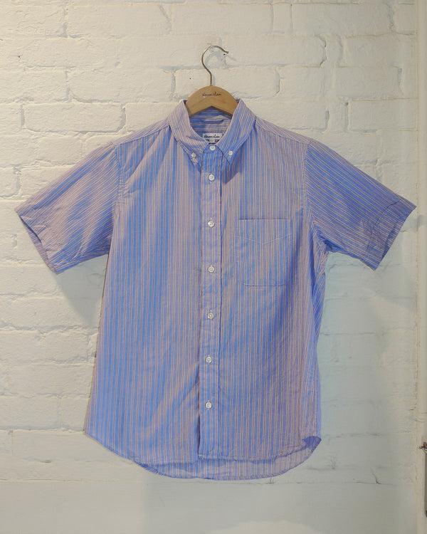 Steven Alan The Collegiate Short Sleeve Shirt Blue/Navy/White Stripe