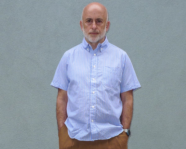 steven alan The Collegiate Short Sleeve Shirt Blue/Navy/White Stripe