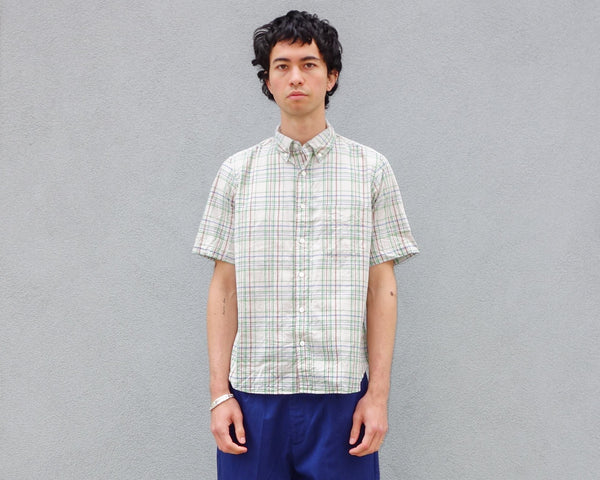 steven alan The Collegiate Short Sleeve Shirt Madras Rust