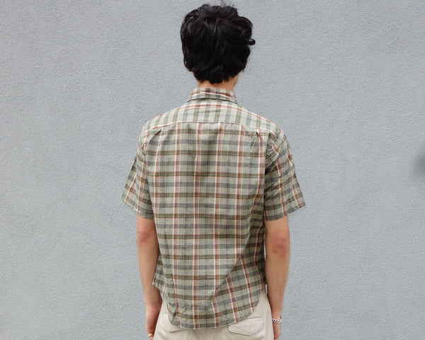 Steven Alan The Collegiate Short Sleeve Shirt Olive Madras