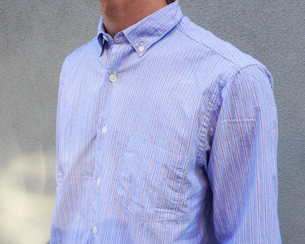 Steven Alan The Single Needle Shirt Blue/Navy/White Stripe