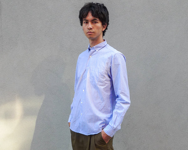 Steven Alan The Single Needle Shirt Blue/Navy/White Stripe