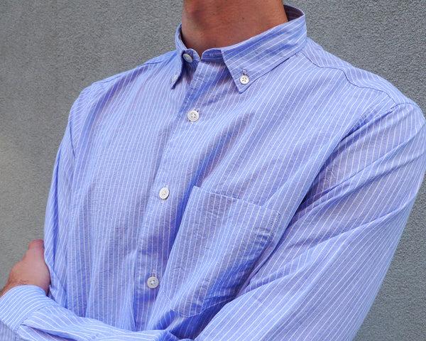 Steven Alan The Single Needle Shirt Blue/White Pencil Stripe