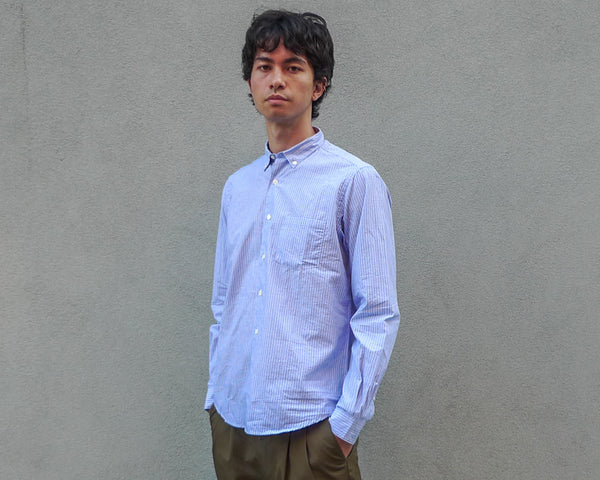 Steven Alan The Single Needle Shirt Blue/White Pencil Stripe