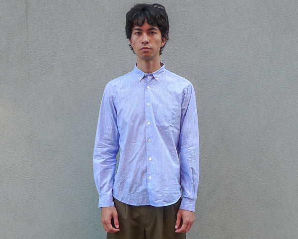 steven alan The Single Needle Shirt Blue/White Pencil Stripe