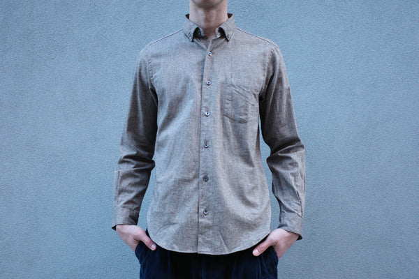Steven Alan The Single Needle Shirt Chocolate Herringbone