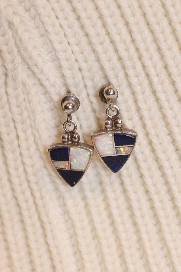 steven alan Vintage sterling silver earrings inlaid with lapis and mother of pearl