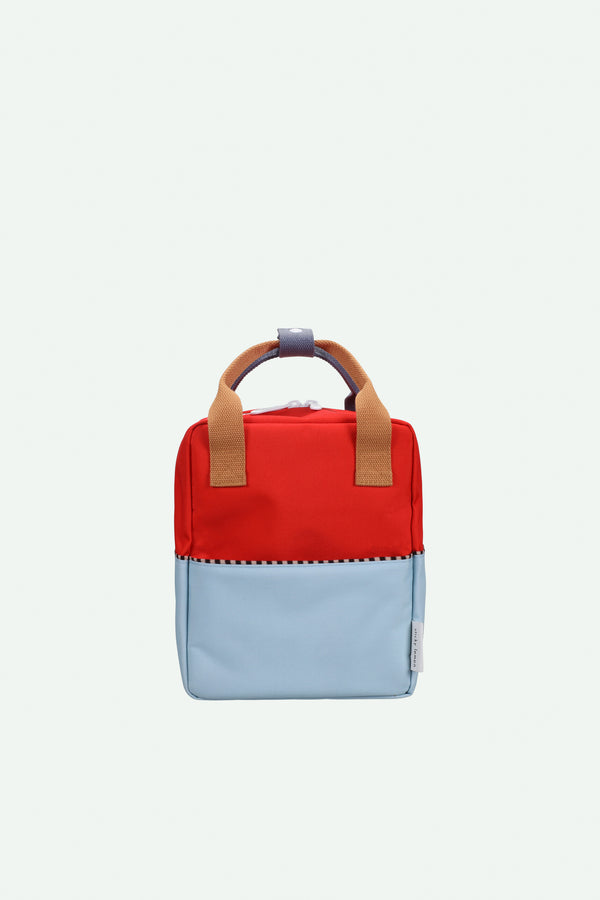 sticky lemon backpack small | colourblocking | red hat + zissou blue
