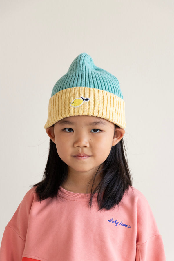Sticky Lemon Beanie | Lemon | Aquatic Green + Sandy Yellow