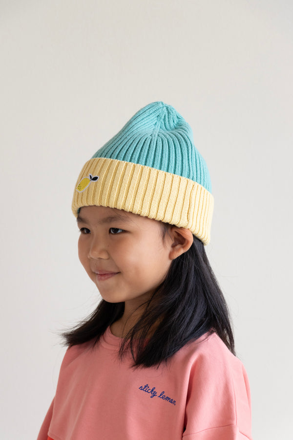 Sticky Lemon Beanie | Lemon | Aquatic Green + Sandy Yellow