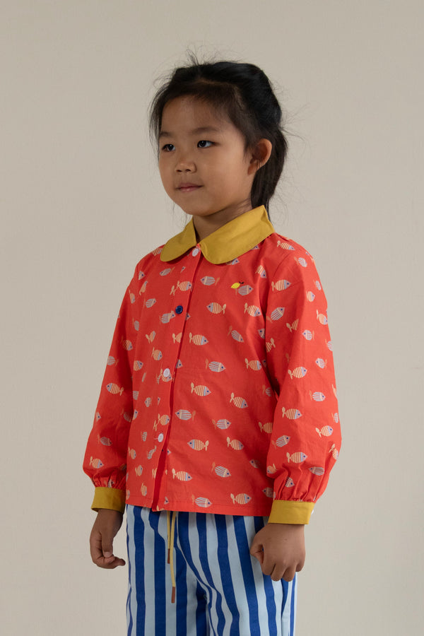 Sticky Lemon Blouse | Fish All Over | Red Hat + Reed Green