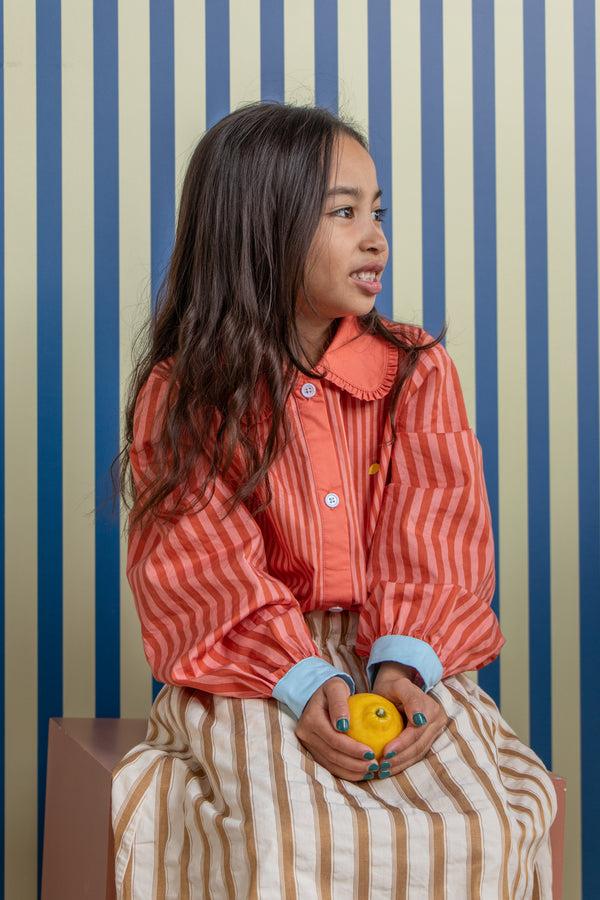 Sticky Lemon Blouse | Stripes | Coral Pink + Shipwreck Rust