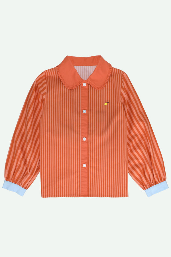sticky lemon blouse | stripes | coral pink + shipwreck rust