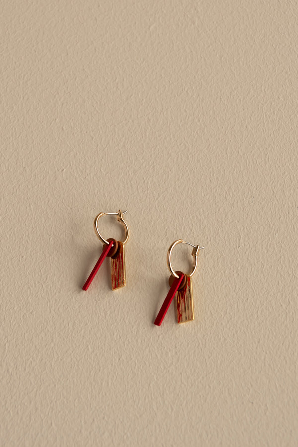 sticky lemon earrings | shades of sunset | sunset orange + poppy red
