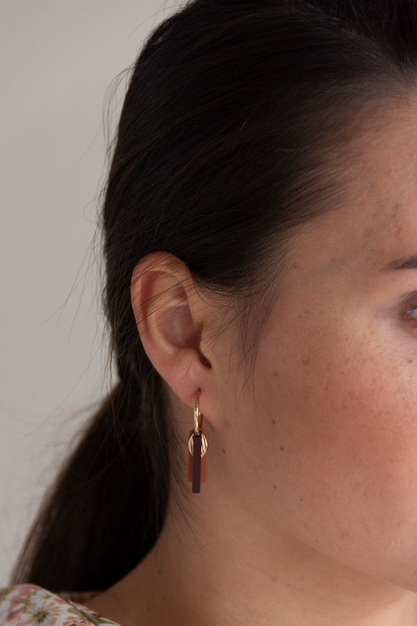 Sticky Lemon Earrings | Shades Of Sunset | Sunset Orange + Wine Red