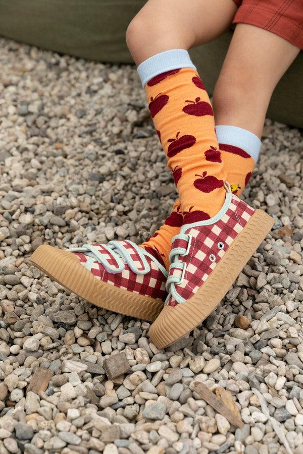 Sticky Lemon Knee High Socks | Apples | Berry Swirl + Cherry Red