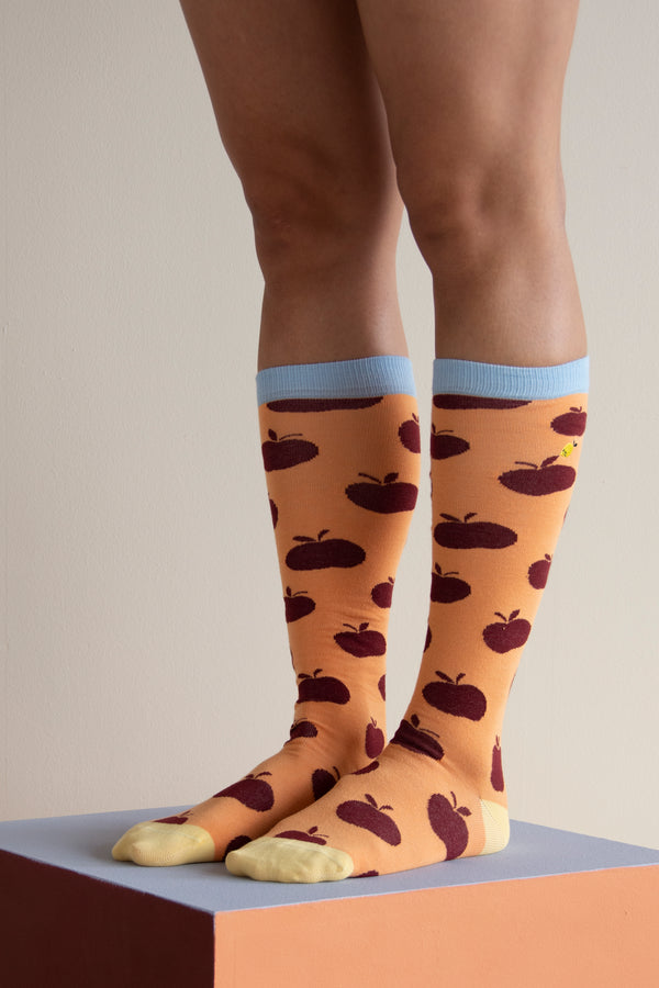 sticky lemon Knee high socks | apples | berry swirl + cherry red