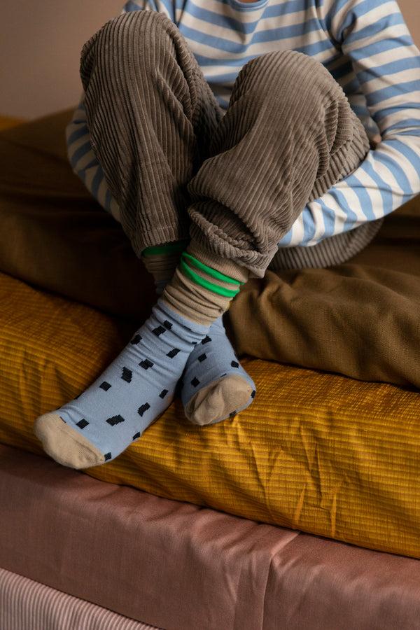 Sticky Lemon Knee High Socks | Sprinkles | Steel Blue + Brassy Green