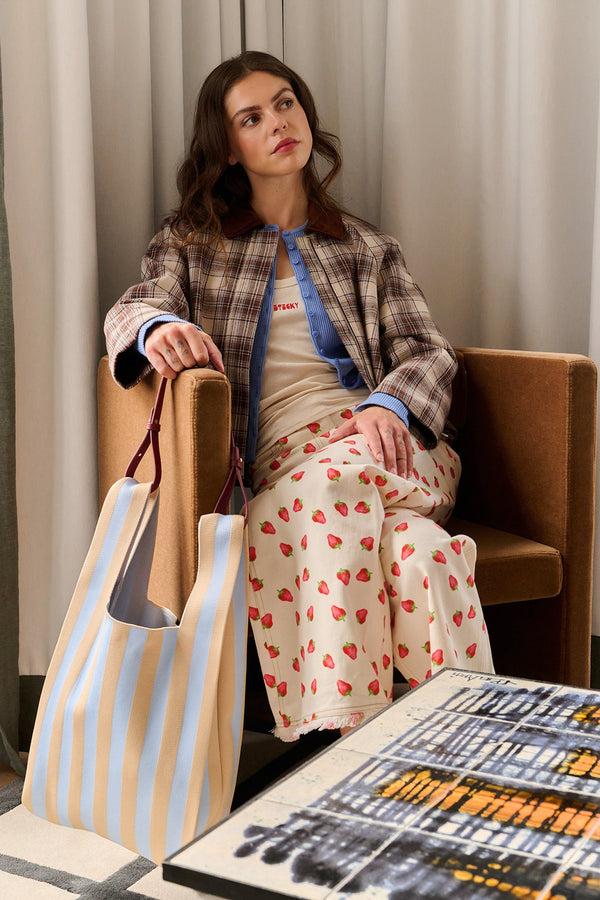 Sticky Lemon Market Bag | Knitted Stripes | Marzipan + Sky