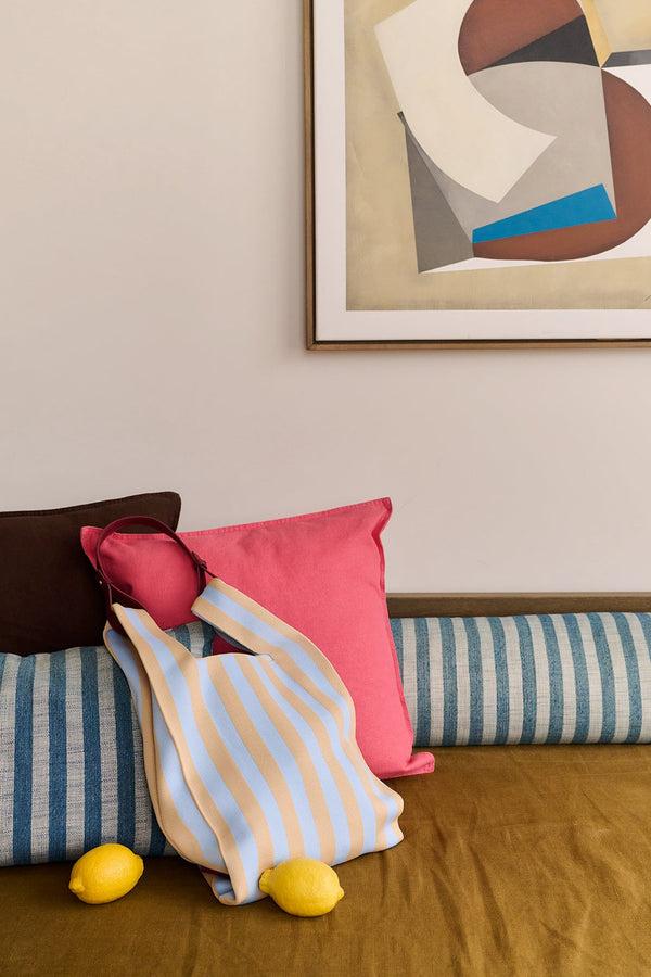 Sticky Lemon Market Bag | Knitted Stripes | Marzipan + Sky