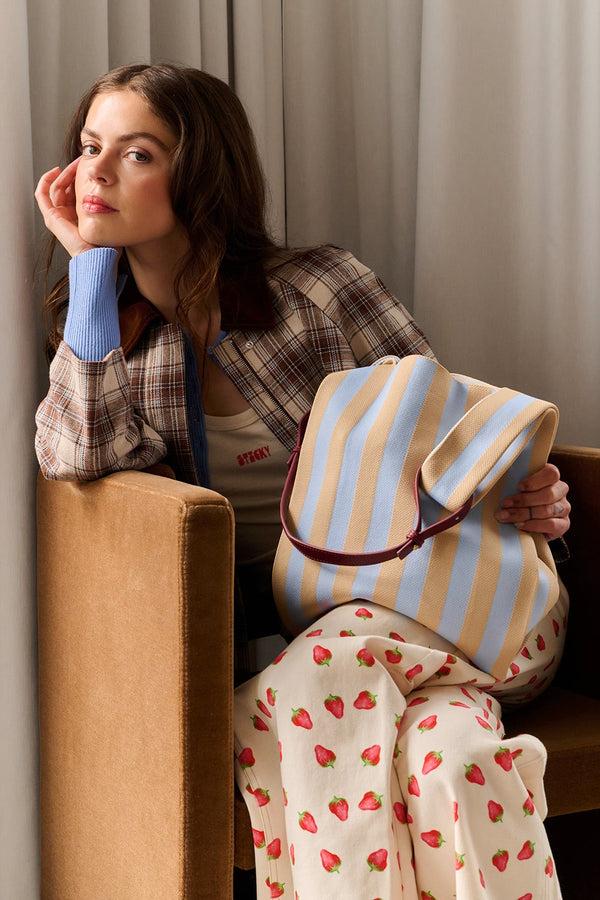 Sticky Lemon Market Bag | Knitted Stripes | Marzipan + Sky