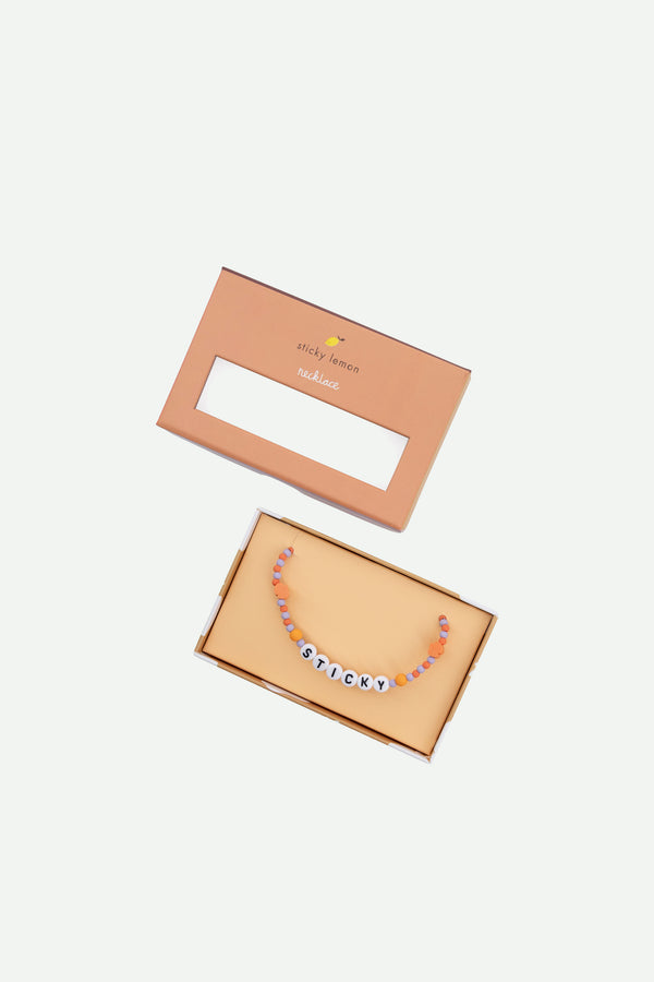 sticky lemon necklace | sticky | mauve lilac + orange juice