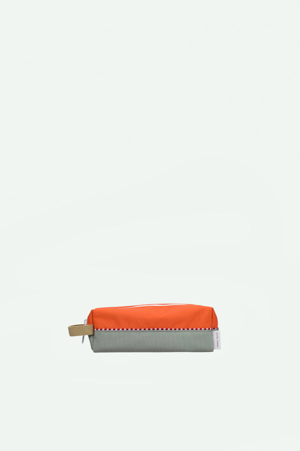 sticky lemon pencil case | colourblocking | lifebuoy orange + shark grey