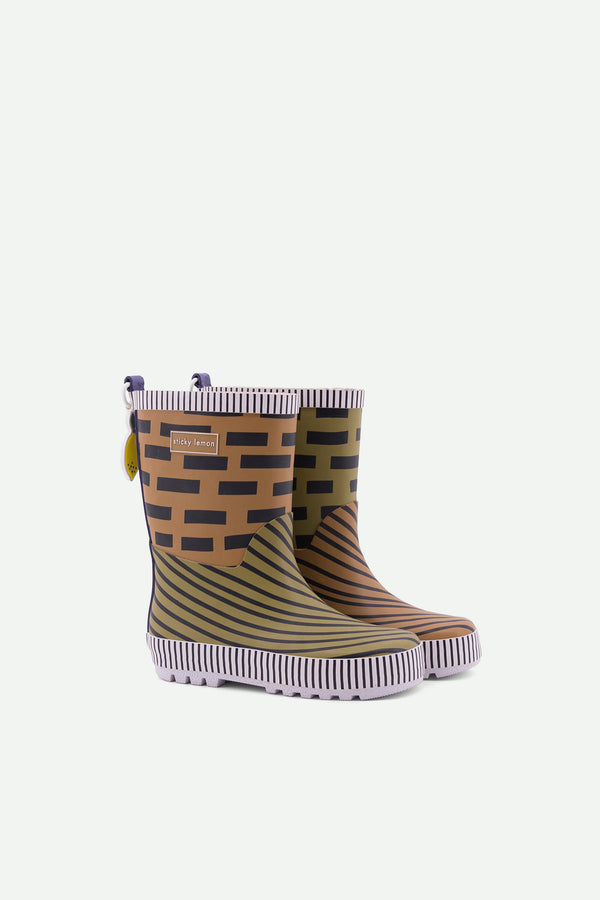 sticky lemon rainboots | special edition | sugar brown + madame olive + lobby purple