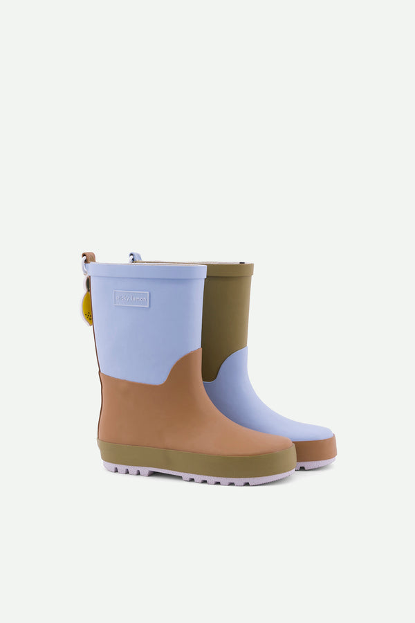 sticky lemon rainboots | three tones - henckle's blue + sugar brown + madame olive
