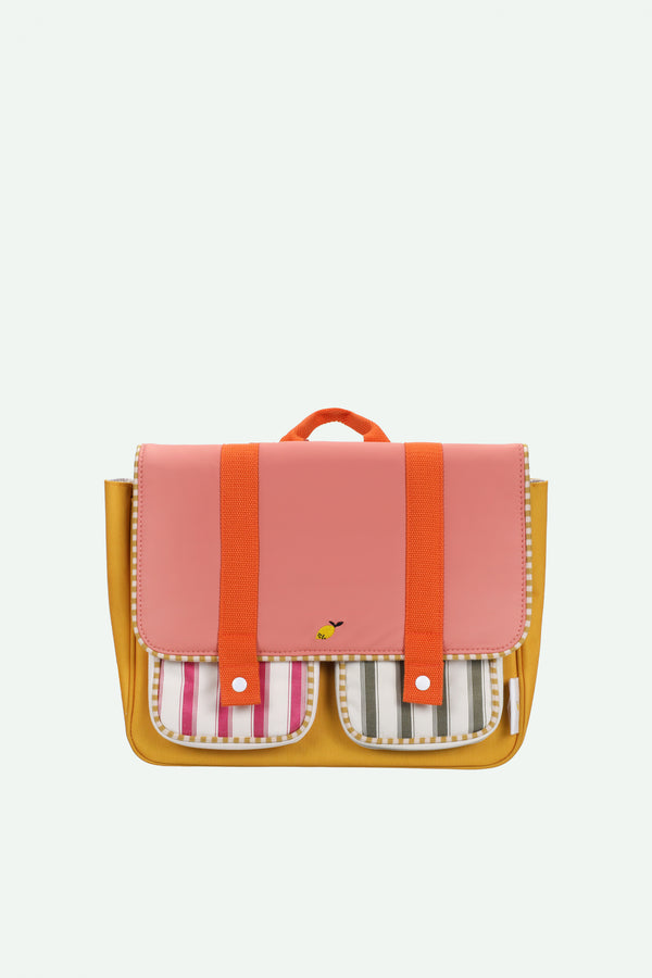 sticky lemon school bag | coral pink + submarine yellow