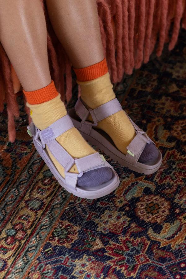 Sticky Lemon Socks | Colourblocking | Vanilla Sorbet + Plum Purple
