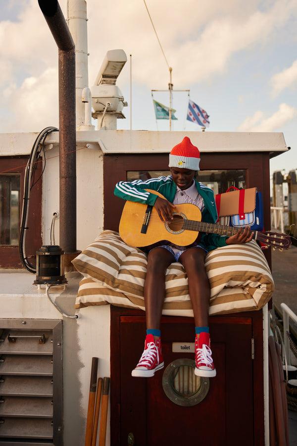 Sticky Lemon Beanie | Lemon | Red Hat + Zissou Blue