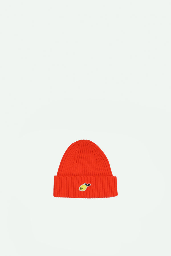 sticky lemon beanie | lemon | red hat
