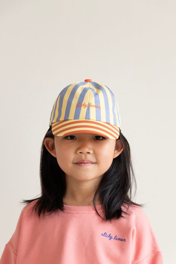 Sticky Lemon Cap | Stripes | Blue Whale + Sandy Yellow