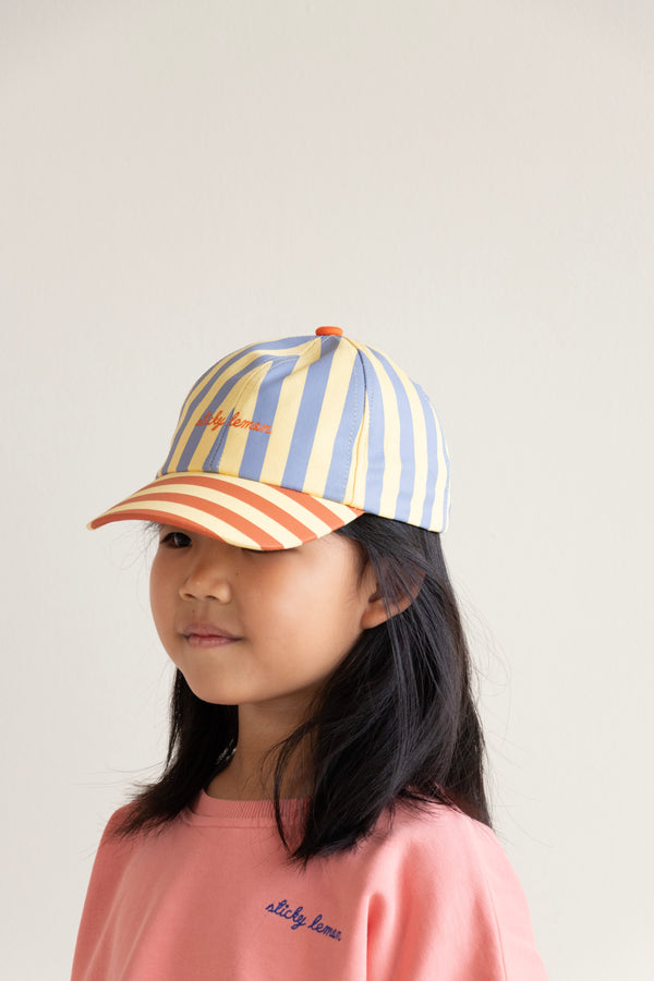 Sticky Lemon Cap | Stripes | Blue Whale + Sandy Yellow