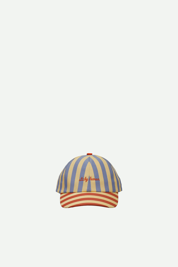 sticky lemon cap | stripes | blue whale + sandy yellow