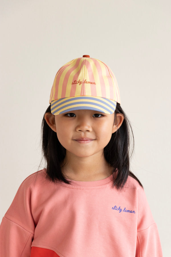 Sticky Lemon Cap | Stripes | Coral Pink + Sandy Yellow