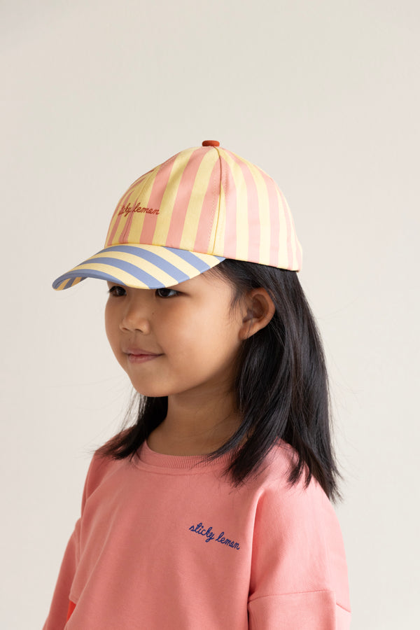 Sticky Lemon Cap | Stripes | Coral Pink + Sandy Yellow