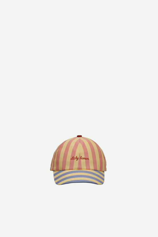 sticky lemon cap | stripes | coral pink + sandy yellow
