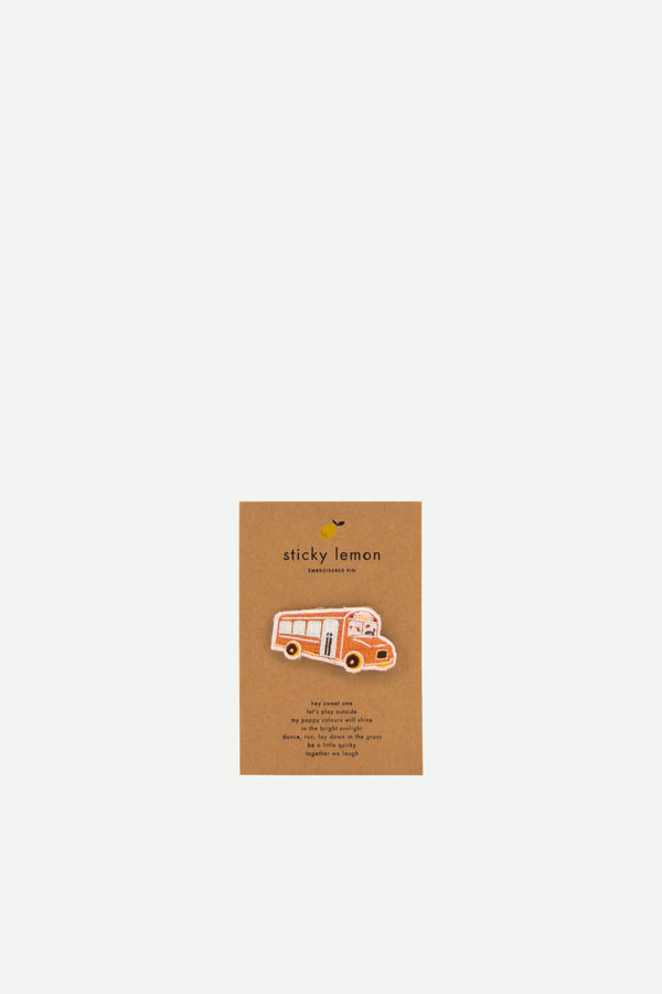 sticky lemon embroidered pin | bus