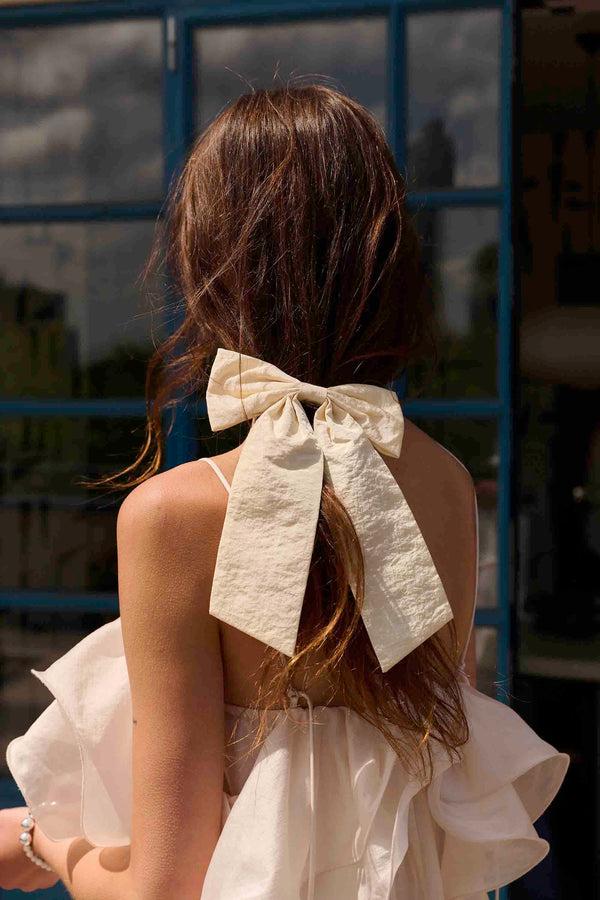 Sticky Lemon Hair Bow | Club Chic | Pearl White