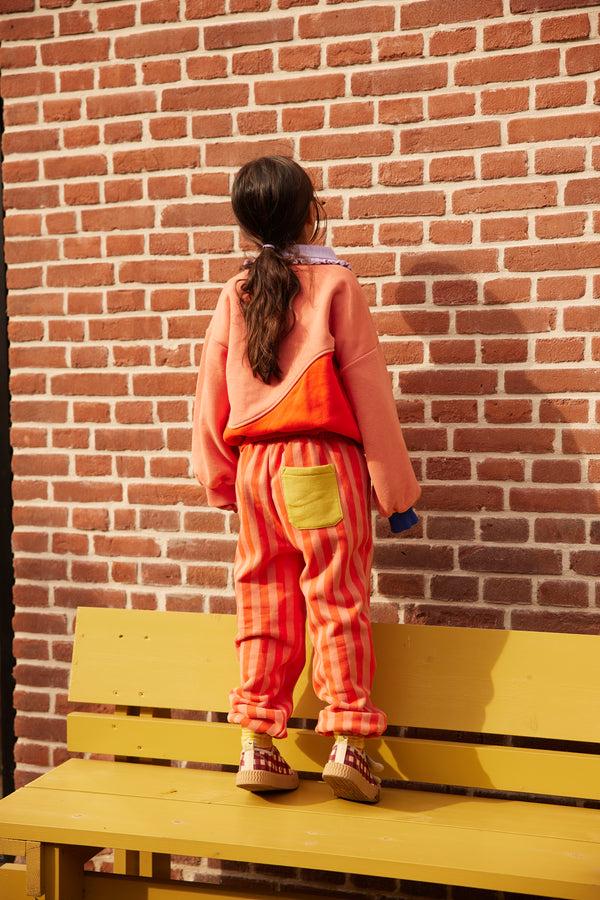 Sticky Lemon Joggers | Stripes | Coral Pink + Red Hat