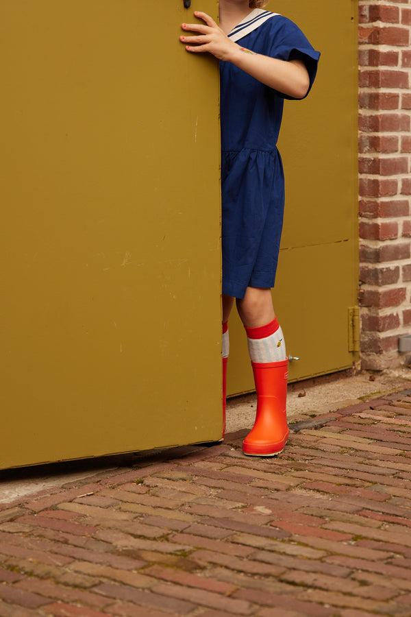 Sticky Lemon Knee High Socks | Stripes | Zissou Blue