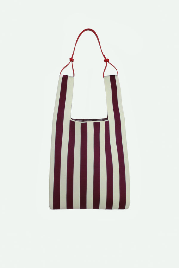 sticky lemon market bag | knitted stripes | mist + fig