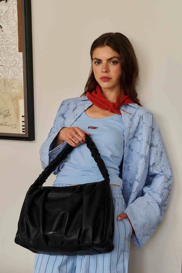 Sticky Lemon Pleated Hand Bag | Club Chic | Black