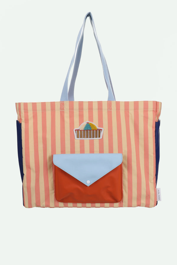 sticky lemon shopper | coral pink + sandy yellow